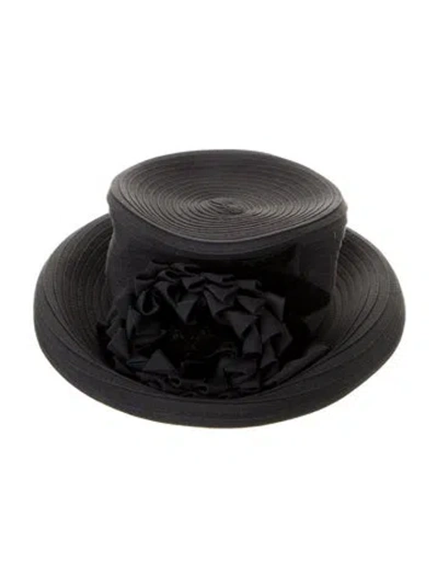 Pre-owned Eric Javits Wide Brim Ruffled Hat In Black
