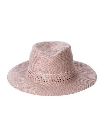 Pre-owned Eric Javits Wide Brim Straw Fedora Hat In Pink