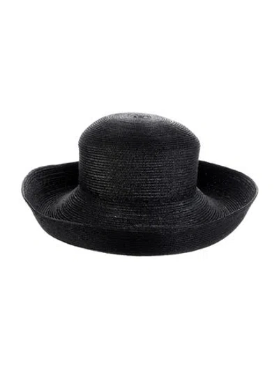 Pre-owned Eric Javits Wide Brim Straw Hat In Black