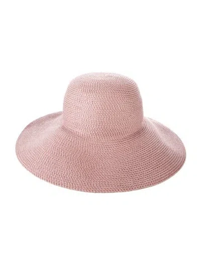 Pre-owned Eric Javits Wide Brim Straw Sun Hat In Pink
