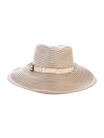 Pre-owned Eric Javits Wide Brim Straw Sunhat In Neutrals