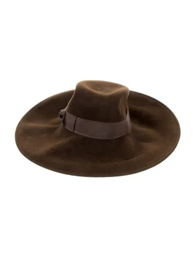 Pre-owned Eric Javits Wide Brimmed Fedora In Brown