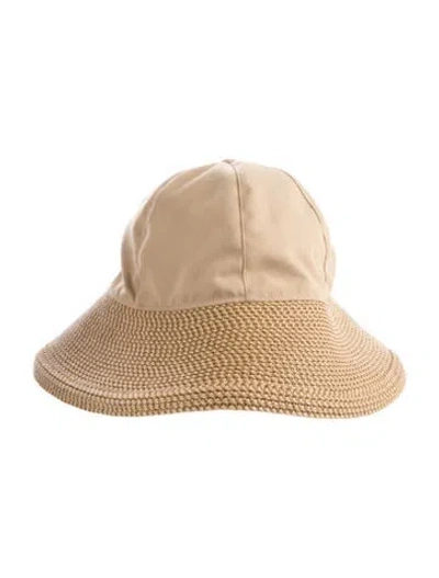 Pre-owned Eric Javits Wide-brim Straw Baseball Hat In Neutral