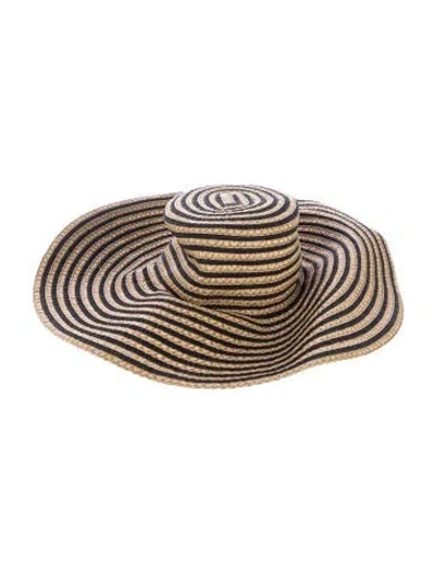 Pre-owned Eric Javits Wide-brim Straw Sun Hat In Black