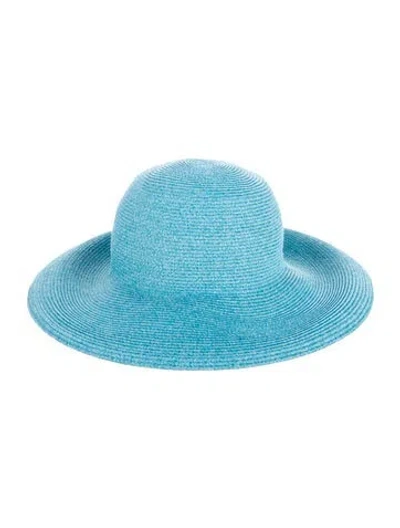 Pre-owned Eric Javits Wide-brim Summer Hat In Blue