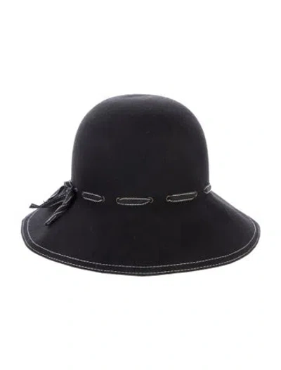 Pre-owned Eric Javits Women Black Wool  Panama Hat