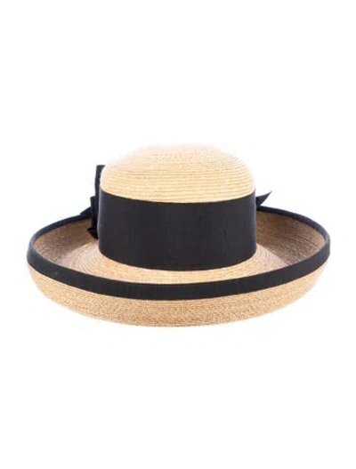 Pre-owned Eric Javits Women's Brown Straw  Panama Hat