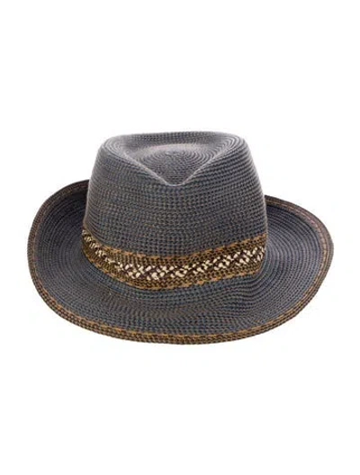 Pre-owned Eric Javits Women's Raffia Fedora Hat In Multi