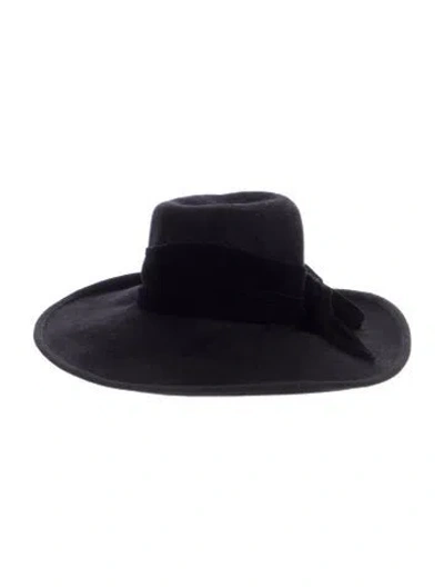Pre-owned Eric Javits Women's Wool Felt Wide-brim Hat In Black
