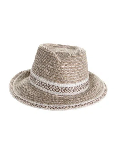 Pre-owned Eric Javits Womens' Patterned Fedora Hat In Neutral