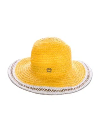 Pre-owned Eric Javits Womens' Straw Sun Hat In Yellow