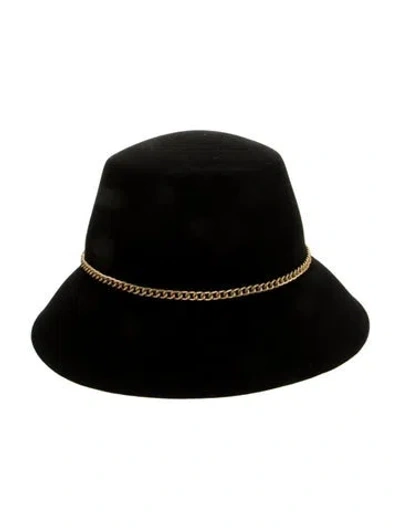 Pre-owned Eric Javits Wool Blend Fedora Hat W/tags In Black