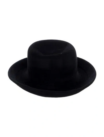 Pre-owned Eric Javits Wool Blend Panama Hat In Black