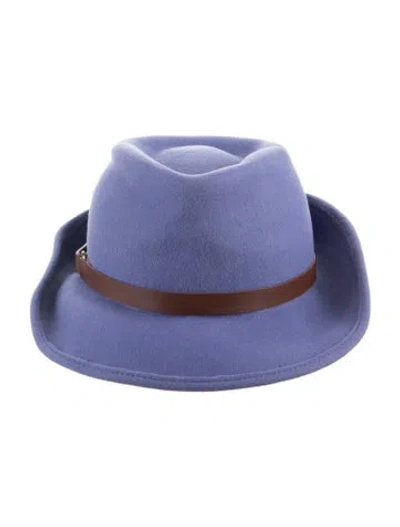 Pre-owned Eric Javits Wool Fedora Hat In Purple