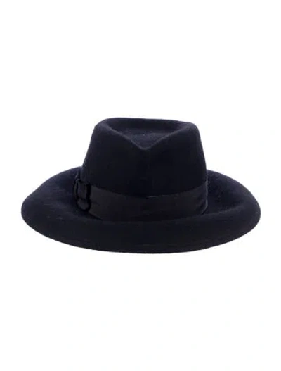 Pre-owned Eric Javits Wool Felt Wide Brim Fedora In Black