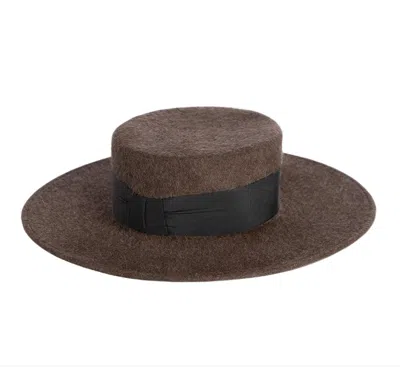 Eric Javits Wool Gaucho Boater Hat In Brown