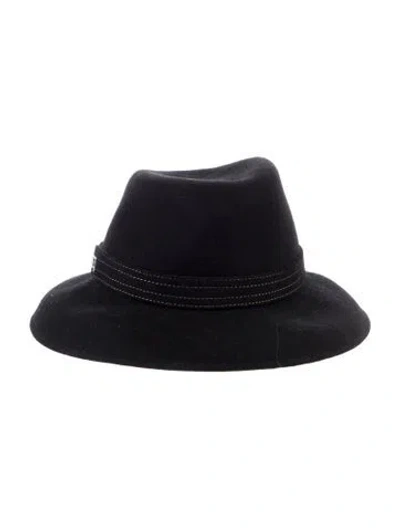 Pre-owned Eric Javits Wool Wide Brim Hat In Black