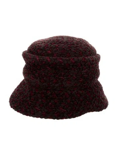 Pre-owned Eric Javits Woven Bucket Hat In Burgundy
