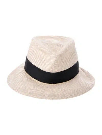 Pre-owned Eric Javits Woven Fedora In Neutral