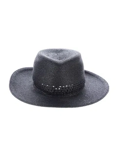 Pre-owned Eric Javits Woven Raffia Sun Hat In Black