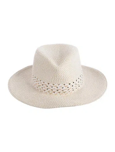 Pre-owned Eric Javits Woven Straw Hat In White