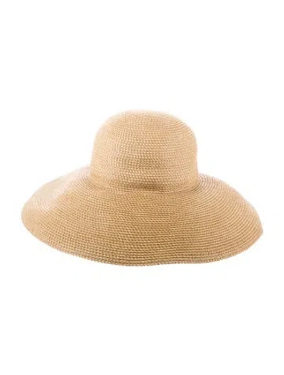 Pre-owned Eric Javits Woven Wide Brim Hat In Neutral