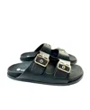 ERIC MICHAEL ADRIENNE 2 STRAP COMFORT SANDAL IN BLACK LEATHER