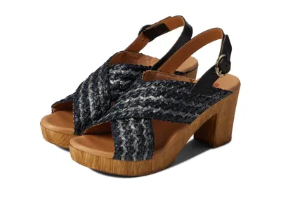 Eric Michael Martie Sandals Women's Black Block Heel Slingback Rhs8937 In Blue