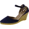 Eric Michael Thora Vera Womens Pointed Toe Ankle Strap Wedge Sandals In Blue