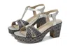 Eric Michael Valencia Sandal Women's Black Silver Leather Block Heel Fd1438 In Black