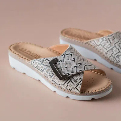 Eric Michael Women's Agua Sandal In Beige Snake In Multi