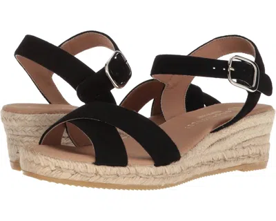 ERIC MICHAEL WOMEN'S ASHLEY ESPADRILLE WEDGE SANDALS IN BLACK