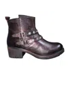 Eric Michael Women's Buffalo Moto Boots In Metallic Bordeux In Multi