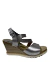 Eric Michael Women's Delaney Wedge Sandals In Pewter Leather In Multi