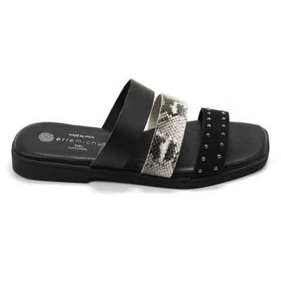 Eric Michael Women's Demi Three Strap Slide Sandals In Black