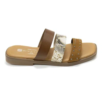 Eric Michael Women's Demi Three Strap Slide Sandals In Brown