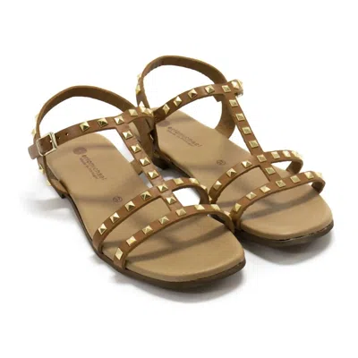 Eric Michael Women's Diamond Studded Slingback Flat Sandals In Honey In Brown