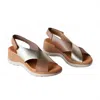 Eric Michael Women's Elena Sandal In Tan/gold Combo In Multi