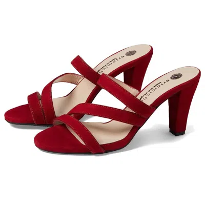 Eric Michael Women's  Crown Sandals Red Leather Slip On Block Heel Ver1053