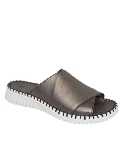Eric Michael Women's Gloria Comfort Slide In Pewter Leather In Gray