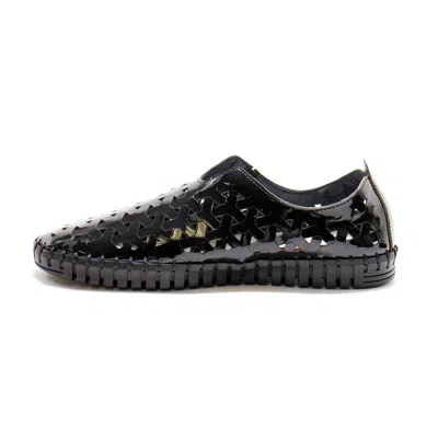 Eric Michael Women's Inez Leather Slip-on Flat Comfort Shoes In Black Patent