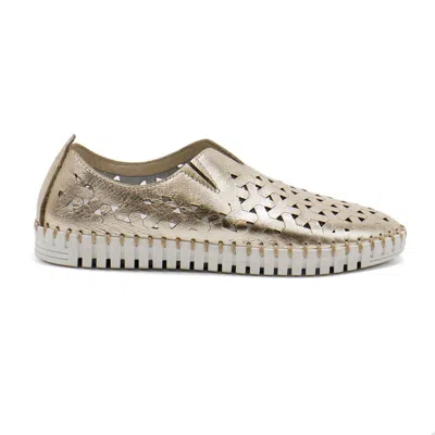 Eric Michael Women's Inez Leather Slip-on Flat Comfort Shoes In Gold In Silver