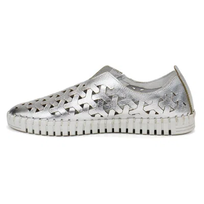Eric Michael Women's Inez Leather Slip-on Flat Comfort Shoes In Silver