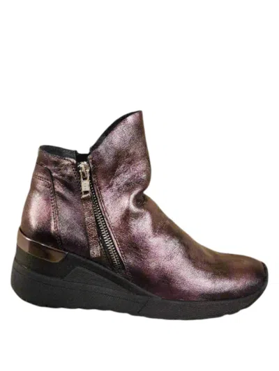 Eric Michael Women's Nancy Leather Wedge Boot In Bordo In Brown