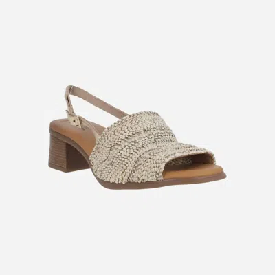 Eric Michael Women's Rafa Low Heel Woven Slingback Sandal In Off White/ Beige In Multi