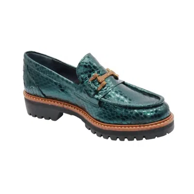 Eric Michael Women's Sanibel Loafer In Green Metallic Leather