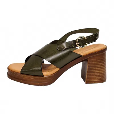 Eric Michael Women's Savannah Heeled Slingback Sandals In Green Lea In Multi