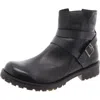 Eric Michael Womens Buckle Faux Leather Motorcycle Boots In Black