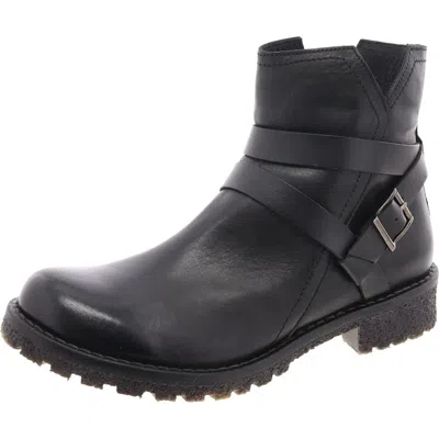 Eric Michael Womens Buckle Faux Leather Motorcycle Boots In Black