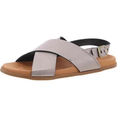 Eric Michael Womens Criss-cross Leather Slingback Sandals In Silver